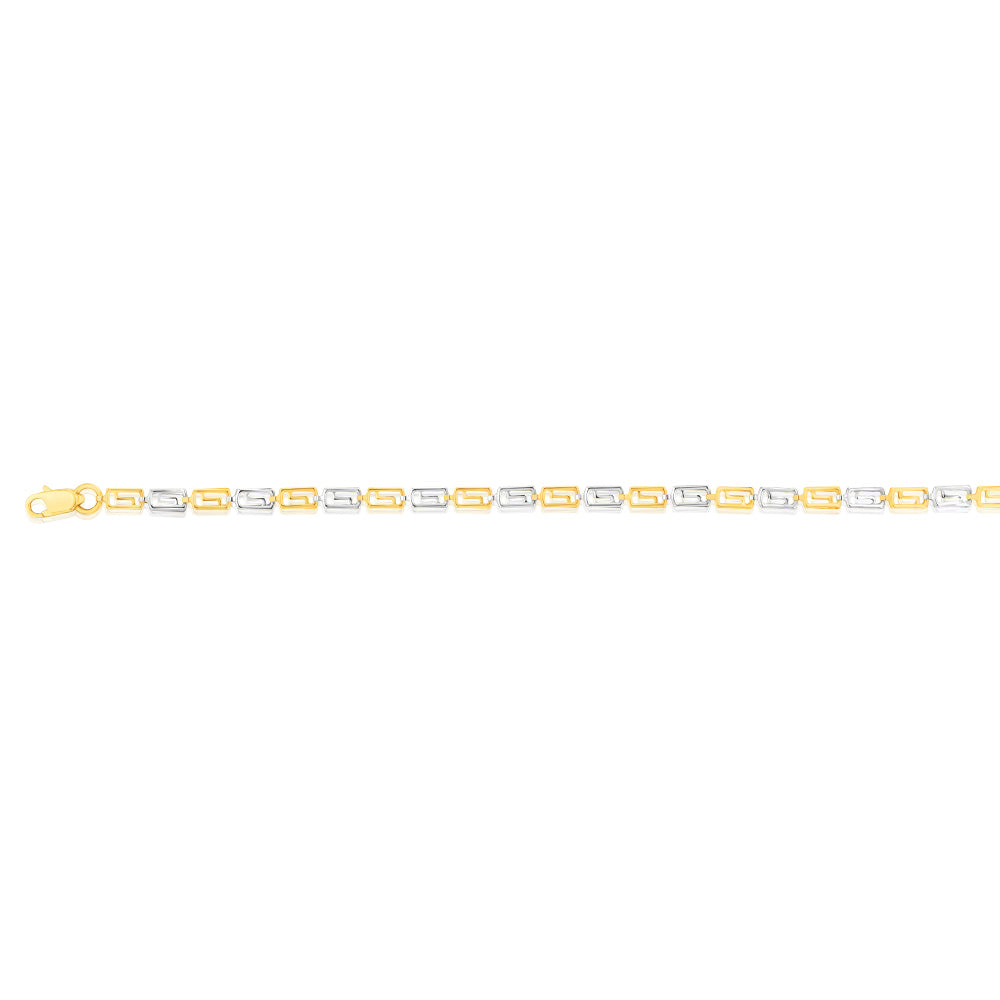 9ct Yellow And White Gold Fancy Rectangle Links 19.1cm Bracelet