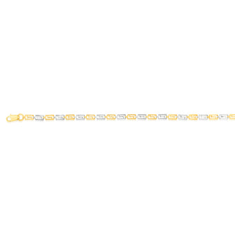 9ct Yellow And White Gold Fancy Rectangle Links 19.1cm Bracelet
