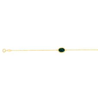 9ct Yellow Gold Malachite 19cm Bracelet