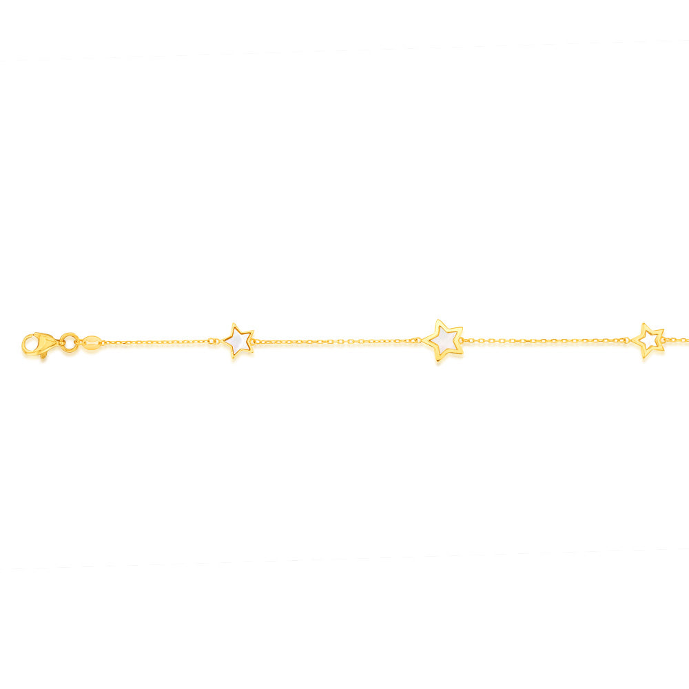 9ct Yellow Gold Mother Of Pearl Star 19cm Bracelet