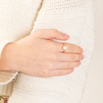 Gold Opal Pear & Zirconia Ring in 9ct Yellow