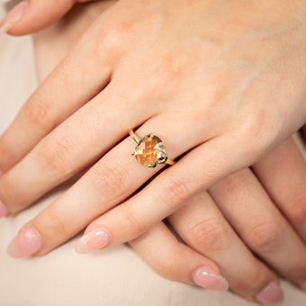 9ct Yellow Gold Natural Citrine And Diamond Ring