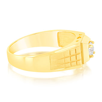 9ct Yellow Gold Cubic Zirconia Gents Ring
