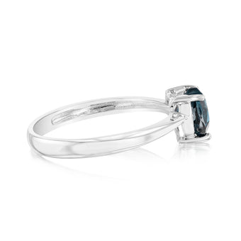 Sterling Silver 0.90Ct Natural London Blue Topaz Heart Shaped Ring