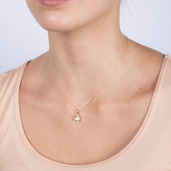9ct Yellow Gold 1.7ct Peridot and Diamond Pendant On 45cm Chain