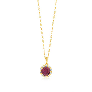 1 Carat Created Ruby and Diamond Pendant with 45cm Chain in 9ct Yellow Gold