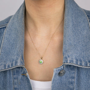 0.87 Carat Peridot and Diamond Pendant with 45cm Chain in 9ct Yellow Gold