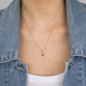 0.27 Carat Red Garnet Pear Shaped and Diamond Pendant with 45cm Chain in 9ct Yellow Gold