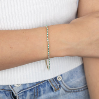 Luminesce Lab Grown 9ct Yellow Gold 0.65 Carat Diamonds + Created Emerald Bracelet