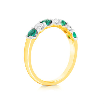 Luminesce Lab Grown 9ct Yellow Gold Created Emerald 0.30 Carat Diamond Ring