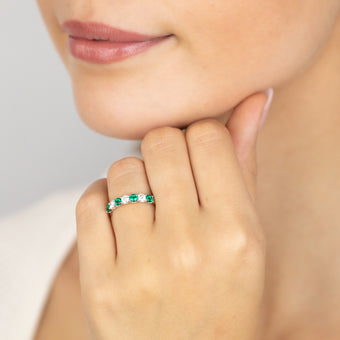 Luminesce Lab Grown 9ct Yellow Gold Created Emerald 0.30 Carat Diamond Ring