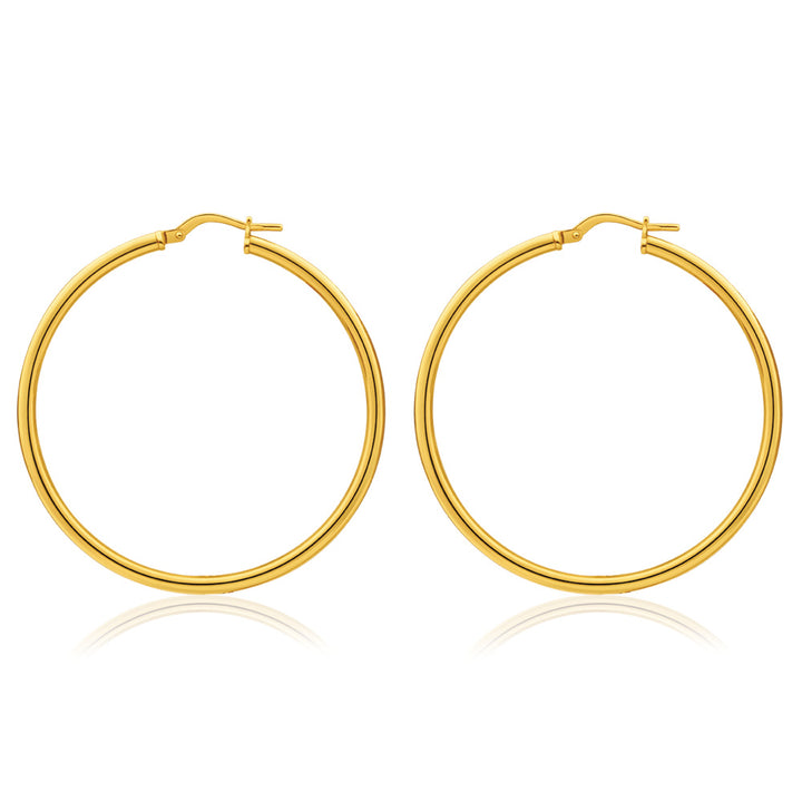 9ct Yellow Gold Silver Filled Gypsy 40mm Hoop Earrings