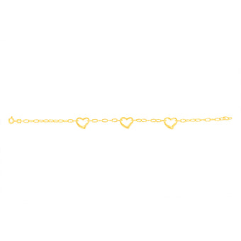 9ct Yellow Gold Silverfilled Heart Charm Fancy 18cm Bracelet