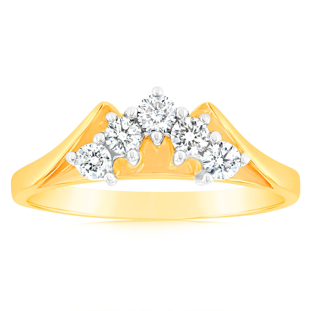 18ct Yellow Gold Ring With 5 Brilliant Cut Diamonds Totalling 0.25 Carats