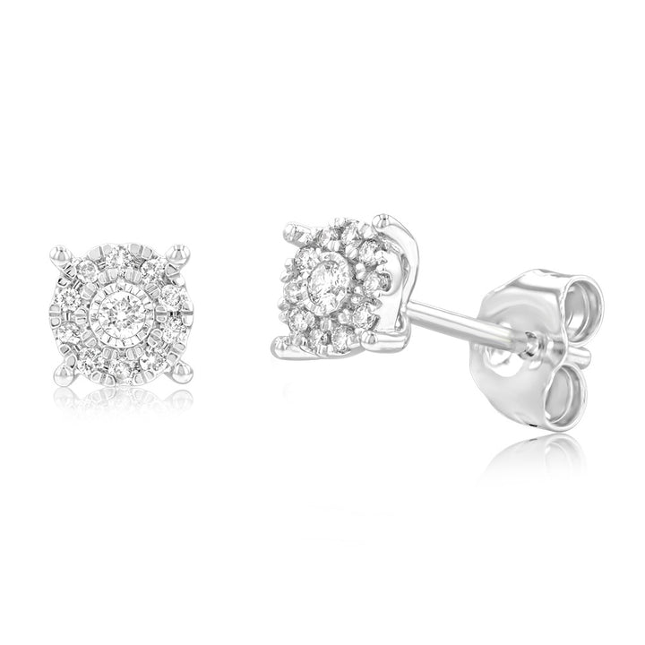 9ct White Gold Sublime Diamond Stud Earrings