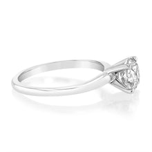 Load image into Gallery viewer, 14ct White Gold 1 Carat Brilliant Cut Diamond Solitaire Ring in Knife Edge Setting