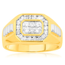 Load image into Gallery viewer, 9ct Yellow Gold 1/2 Carat Diamonds Mens Ring