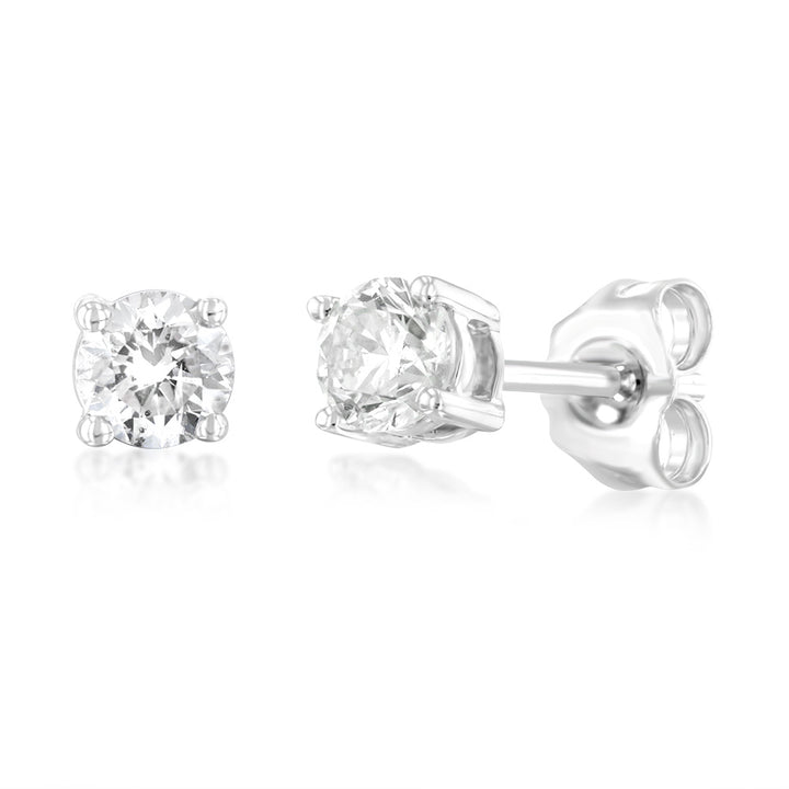 9ct White Gold 1/2 Carat Diamond Stud Earrings