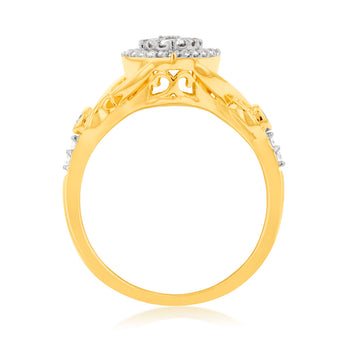 9ct Yellow Gold Ring with 1/2 Carat of Diamonds