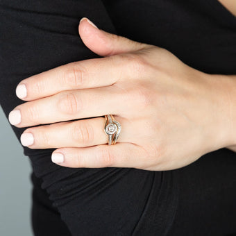 9ct Yellow Gold 1/2 Carat Diamond Bridal Set Ring with Halo Setting