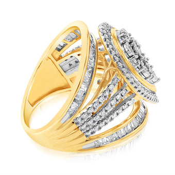 9ct Yellow Gold 1 Carat Diamond Pear Shape Cluster Dress Ring