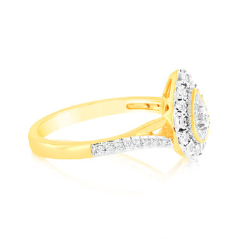 9ct Yellow Gold Pear Shape Diamond Ring 1/6 Carat