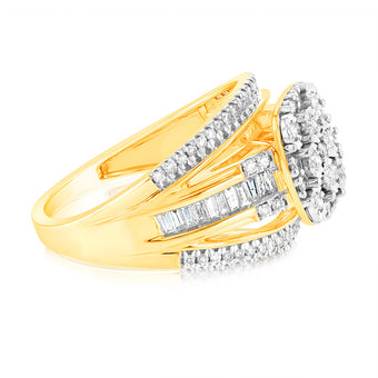 9ct Yellow Gold 1/2 Carat Diamond Big Look Dress Ring