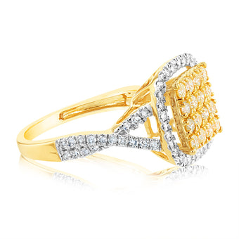 14ct 1 Carat Diamond Ring Cushion Shape with 84 Brilliant Cut Diamond