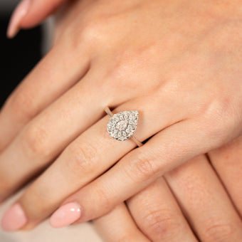 1/6 Carat Diamond Pear Shaped Ring in Sterling Silver