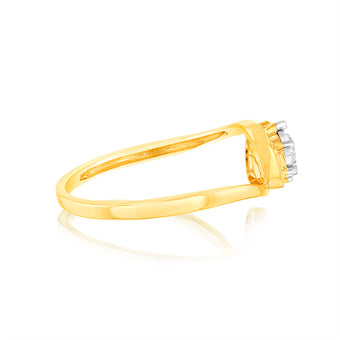 Diamond Pear Cluster Ring with 7 Round Brilliant Diamonds in 9ct Yellow Gold