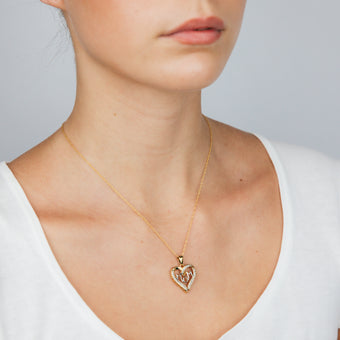 Gold Plated Sterling Silver 1/4 Carat Diamond "MUM" Heart Pendant on 45cm Chain