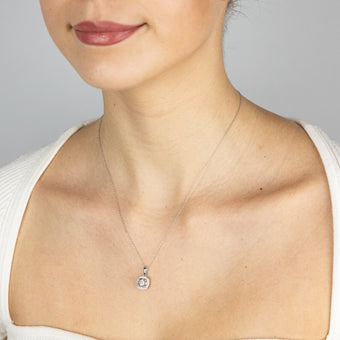 1/10 Carat Natural Diamond Pendant & Earring Set in Sterling Silver