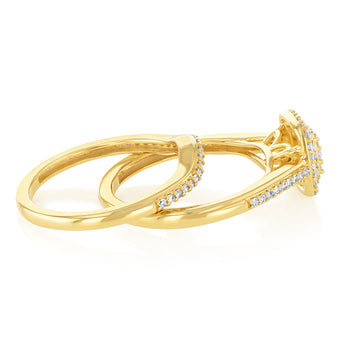 0.33 Carat Natural Diamond 2 Ring Bridal Set in 9ct Yellow Gold