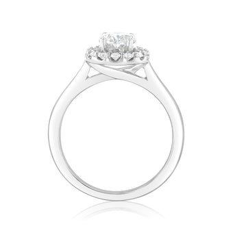 Luminesce Lab Grown 18ct White Gold 1.3 Carat Diamond Oval Halo Ring