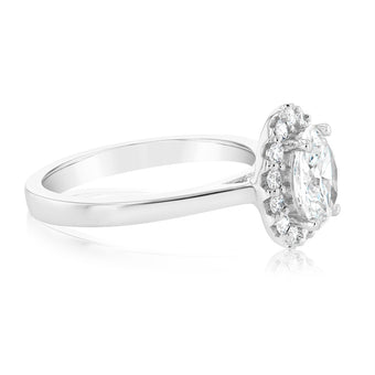 Luminesce Lab Grown 18ct White Gold 1.3 Carat Diamond Oval Halo Ring
