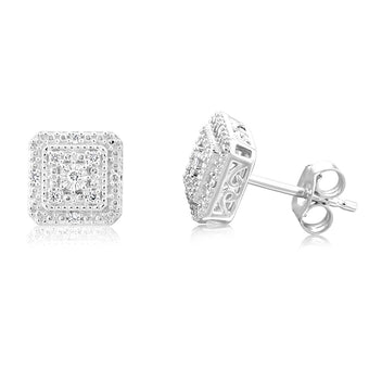 Luminesce Lab Grown 1/10 Carat Diamond Pendant & Stud Earrings Set in Sterling Silver