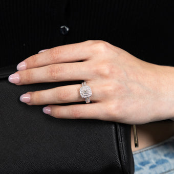 Luminesce Lab Grown 10ct White Gold 3/4 Carat Cushion Shaped Engagement Ring