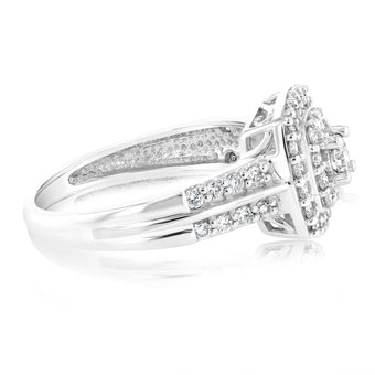 Luminesce Lab Grown 10ct White Gold 3/4 Carat Cushion Shaped Engagement Ring