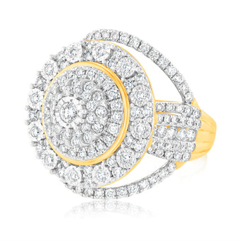 Luminesce Lab Grown 9ct Yellow Gold 2 Carat Diamond Cluster Ring