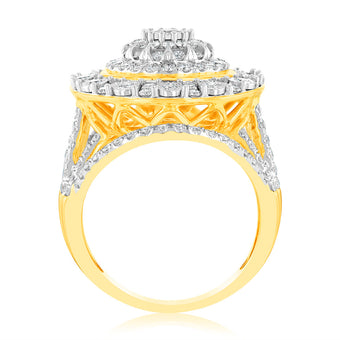 Luminesce Lab Grown 9ct Yellow Gold 2 Carat Diamond Cluster Ring