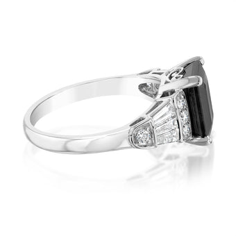 Luminesce Lab Grown 9ct White Gold 1/2 Carat Diamond 3 Carat Natural Sapphire Ring