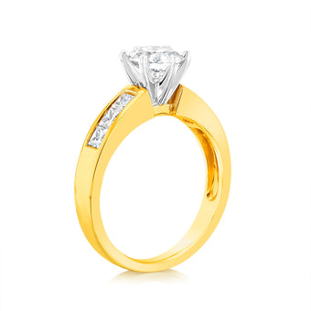 Luminesce Lab Grown 18ct Yellow Gold 1.5 Carat TW 1 Carat Centre Diamond Ring