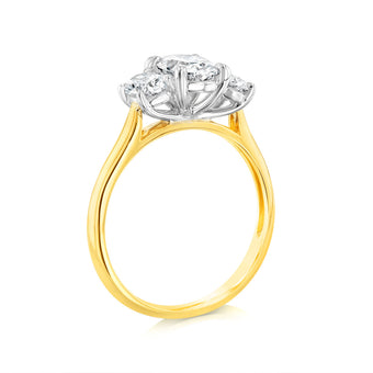 Luminesce Lab Grown 18ct Yellow Gold 1.5 Carat Trilogy Diamond Ring