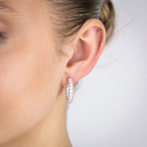 Luminesce Lab Grown 3.00ct Diamond Sterling Silver Hoop Earrings