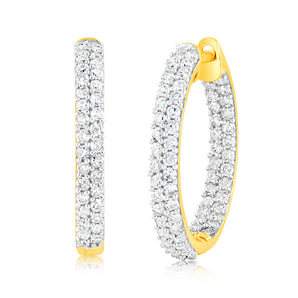 Luminesce Lab Grown 1ct Diamond Gold Plated Silver Hoop Earrings