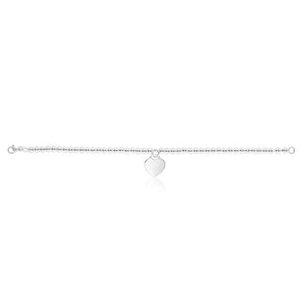 Sterling Silver 19cm Fancy Bead Bracelet with Heart Charm