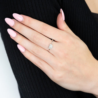 Sterling Silver Heart Diamond Ring