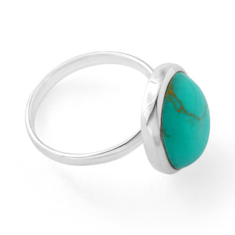 Sterling Silver Created Turquoise Large Oval Ring
