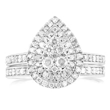 Load image into Gallery viewer, Sterling Silver 1 Carat Diamond 2 Ring Bridal Set