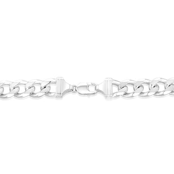 Sterling Silver Curb Bevelled Diamond Cut Heavy 350 Gauge 60cm Chain